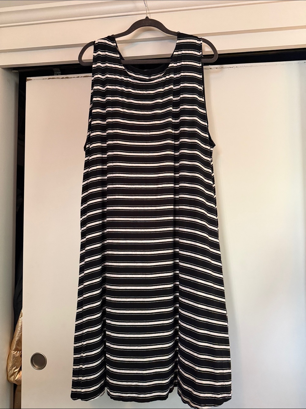 Ava & Viv Black and White Striped Sleeveless Swing Dress